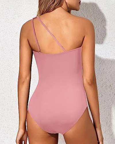 One Shoulder Keyhole One Piece Swimsuits